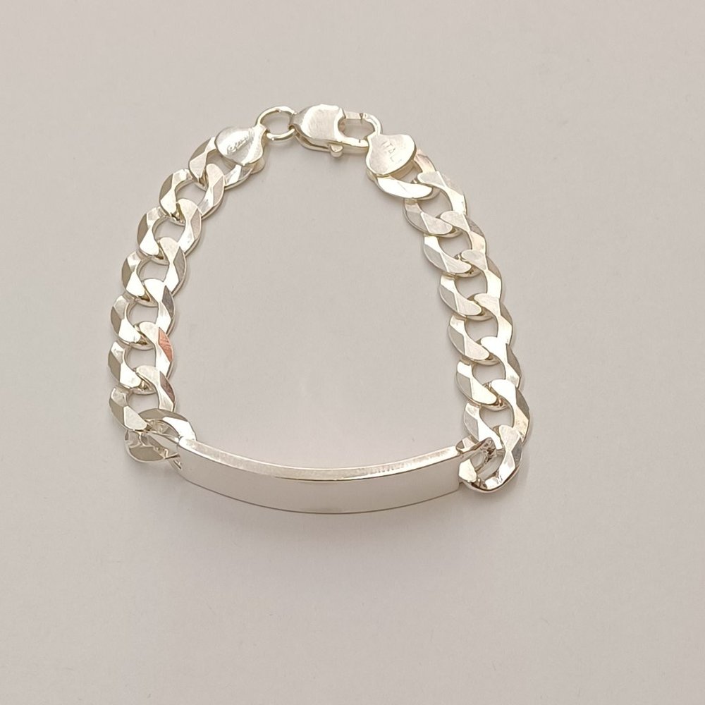 925 Sterling Silver Cuban id Mens Bracelet